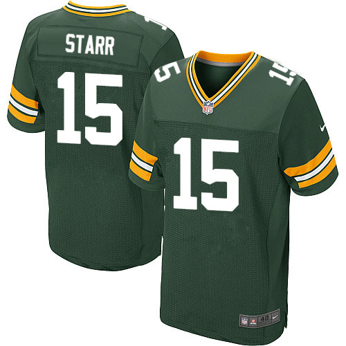 Men's Elite Bart Starr Nike Jersey Green Home - #15 NFL Green Bay Packers